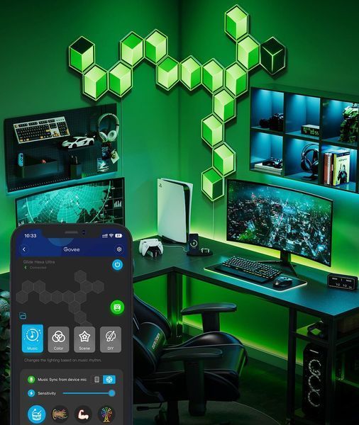 Набір настінних світильників Govee H606A Glide Hexagon Light, 7, RGBIC, WI-FI/Bluetooth, білий H606AC81 фото