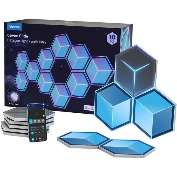 Набір настінних світильників Govee H606A Glide Hexagon Light, 7, RGBIC, WI-FI/Bluetooth, білий H606AC81 фото