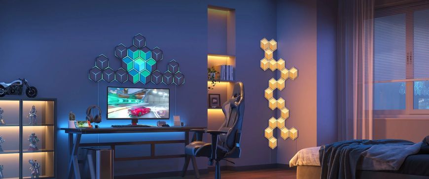 Набір настінних світильників Govee H606A Glide Hexagon Light, 7, RGBIC, WI-FI/Bluetooth, білий H606AC81 фото