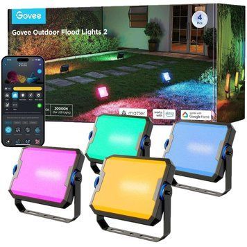 Набір настінних світильників Govee H8057 Outdoor FLood Lights, 4шт, RGBICWW, WI-FI/Bluetooth, чорний H8057C11 фото