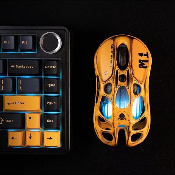 Миша GravaStar Mercury M1 Pro, magnesium alloy body, BT/WL/USB-A, RGB, Battle-Worn Yellow GSM1PRO_YLW фото
