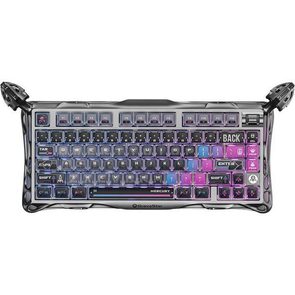 Клавіатура механічна GravaStar Mercury K1 Pro 80keys, GravaStar x Kailh Speedy Mint, BT/WL/USB, чорний GSK1PRO_CBLK фото