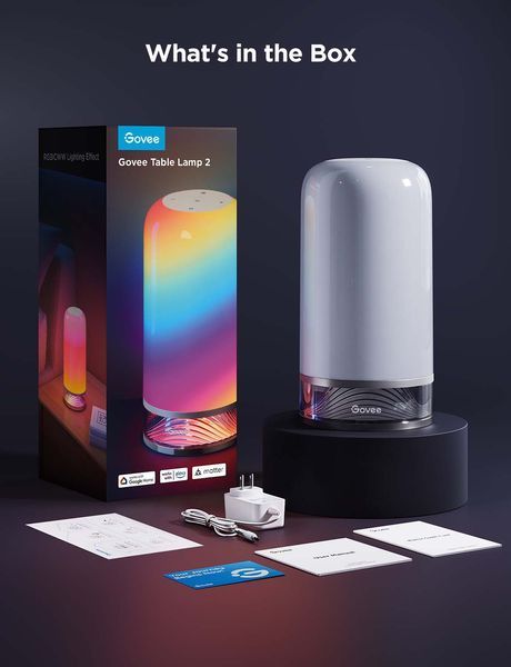 Настільний світильник розумний Govee H6022 Table Lamp 2, RGBICWW, WI-FI/Bluetooth, білий H60223D1 фото