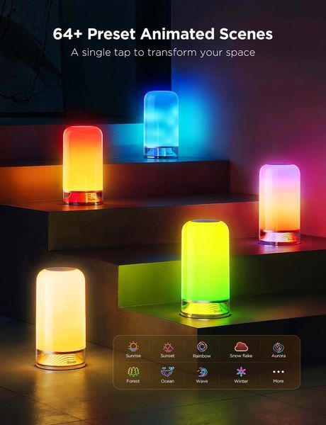 Настільний світильник розумний Govee H6022 Table Lamp 2, RGBICWW, WI-FI/Bluetooth, білий H60223D1 фото