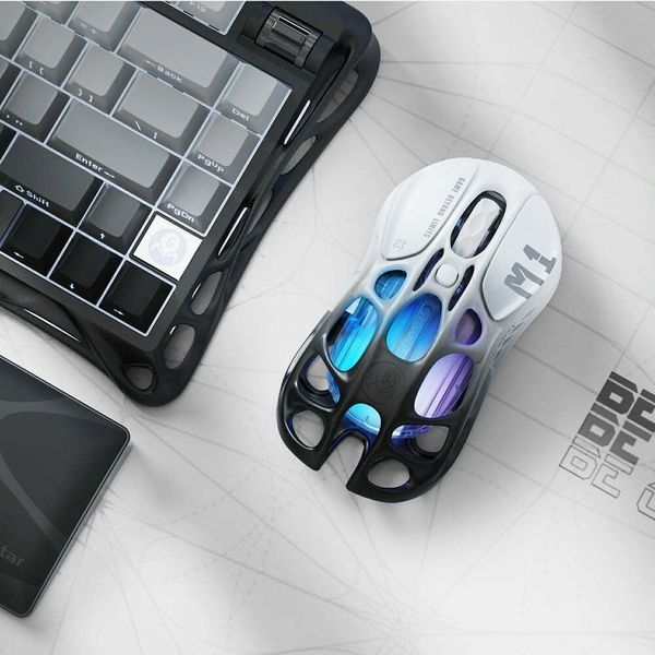 Миша GravaStar Mercury M1 Pro, BT/WL/USB-A, RGB, чорно-білий GRAVASTARM1PRO_GBLK фото