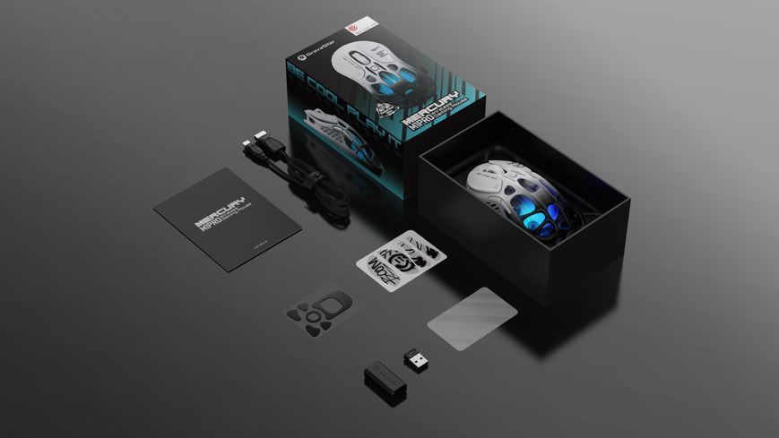 Миша GravaStar Mercury M1 Pro, BT/WL/USB-A, RGB, чорно-білий GRAVASTARM1PRO_GBLK фото