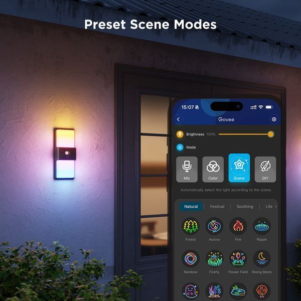 Світильник Govee H7078 Smart Outdoor Wall light, RGBICWW, IP65, WI-FI/Bluetooth, білий H7078CD1 фото