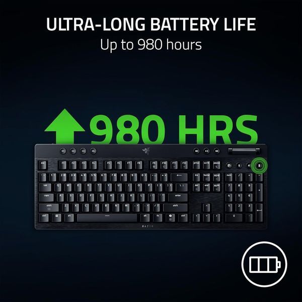Клавіатура механічна BlackWidow V4 Low-profile HyperSpeed, 104key, Orange Switch, USB-A/WL/BT, EN, RGB, чорний RZ03-05270800-R3M1 фото