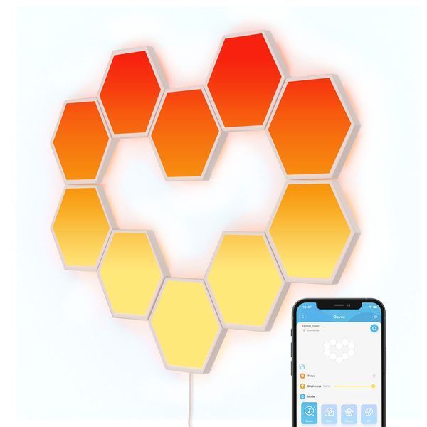 Набір настінних світильників Govee H6061 Glide Hexa Light Panels, 10шт, RGBIC, WI-FI/Bluetooth, білий B6061301 фото