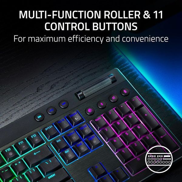 Клавіатура механічна BlackWidow V4 Low-profile HyperSpeed, 104key, Yellow Switch, USB-A/WL/BT, EN, RGB, чорний RZ03-05271500-R3M1 фото