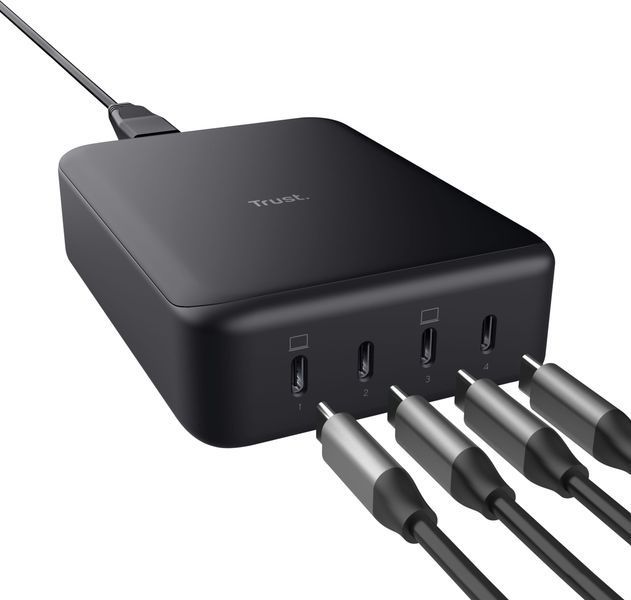 Зарядний пристрій мережевий Trust Maxo 240Вт,GaN, 4xUSB-C,PD, чорний 25413_TRUST фото