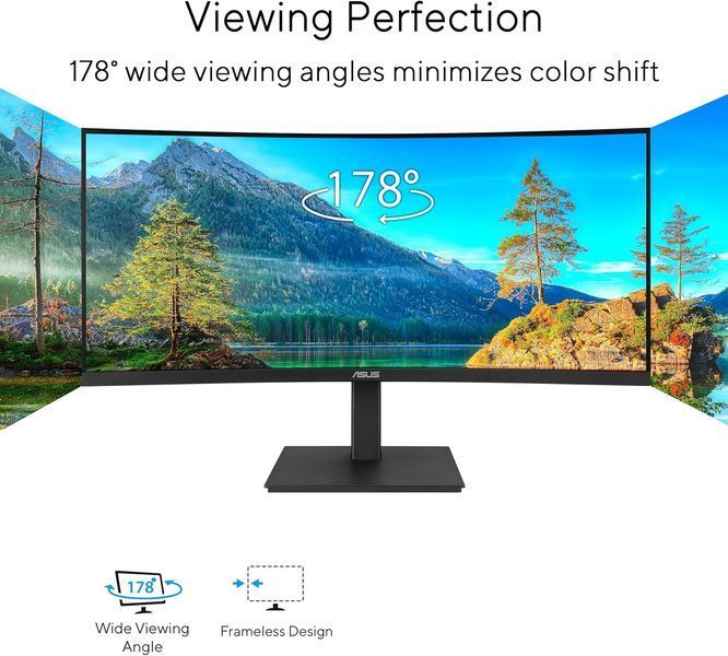 Монітор Asus 34" VA34VCPSR HDMI, DP, USB-C, 3xUSB, RJ-45, MM, VA, 3440x1440, 21:9, 100Hz, 4ms, CURVED, AdaptiveSync, HAS 90LM08JJ-B02170 фото