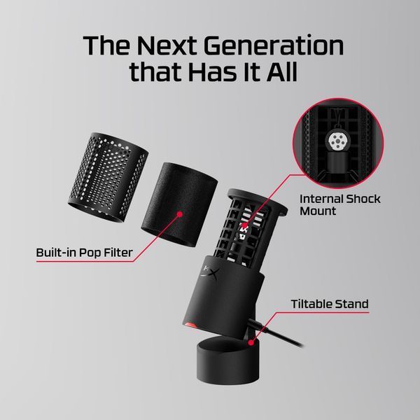 Мікрофон геймінговий HyperX SoloCast 2, Omni, USB-A, 2м, NGenuity, чорний AR0A0AA фото