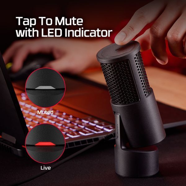 Мікрофон геймінговий HyperX SoloCast 2, Omni, USB-A, 2м, NGenuity, чорний AR0A0AA фото