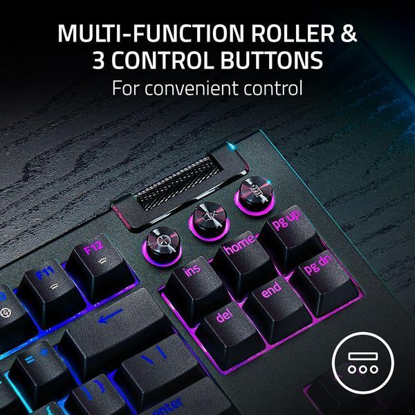 Клавіатура механічна Razer BlackWidow V4 TKL HyperSpeed, 87key, Orange Switch Gen-3, USB-A/WL/BT, EN, RGB, чорний RZ03-05480100-R3M1 фото