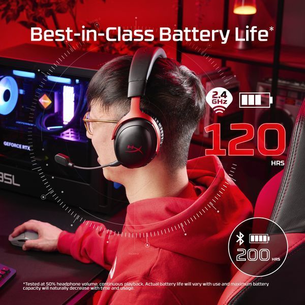 Гарнітура ігрова HyperX Cloud III S, WL/USB-A/USB-C, чорно-червоний A59Z0AA фото