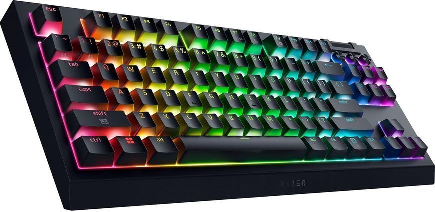 Клавіатура механічна Razer BlackWidow V4 TKL HyperSpeed, 87key, Orange Switch Gen-3, USB-A/WL/BT, EN, RGB, чорний RZ03-05480100-R3M1 фото