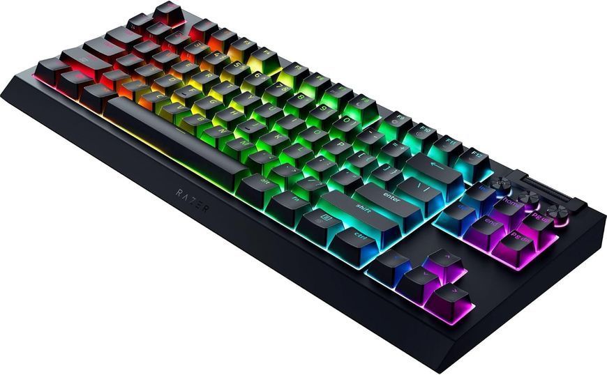 Клавіатура механічна Razer BlackWidow V4 TKL HyperSpeed, 87key, Orange Switch Gen-3, USB-A/WL/BT, EN, RGB, чорний RZ03-05480100-R3M1 фото
