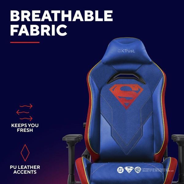 Крісло Trust GXT721SM Ruya Pro Superman edition, ПУ шкіра, Foldable Armrests, синій 25742_TRUST фото