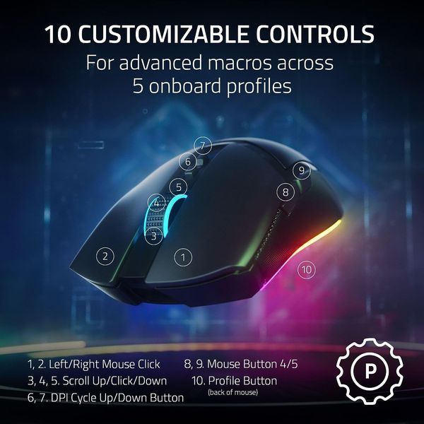 Миша Razer Cobra Pro, RGB, USB-A/WL/BT, чорний RZ01-04660100-R3G1 фото