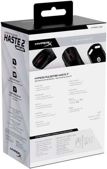 Миша HyperX Pulsefire Haste 2, RGB, USB-A/WL/BT, чорний 6N0B0AA фото