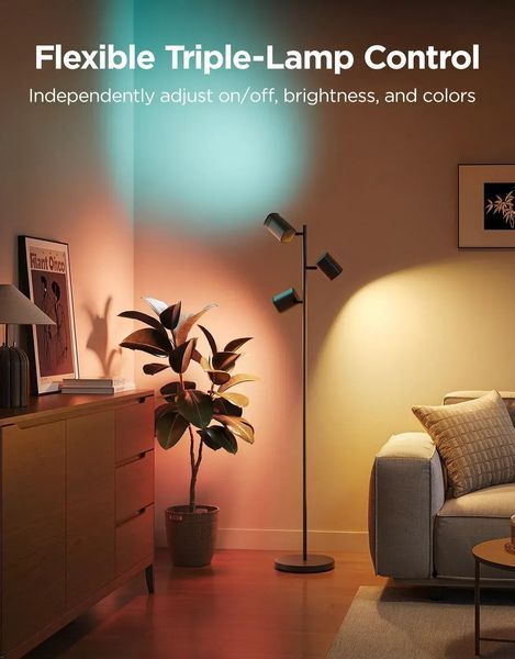 Торшер розумний Govee H60B2 Tree Floor Lamp, 1500Lm, RGBWWIC, WI-FI/Bluetooth, чорний H60B2311 фото