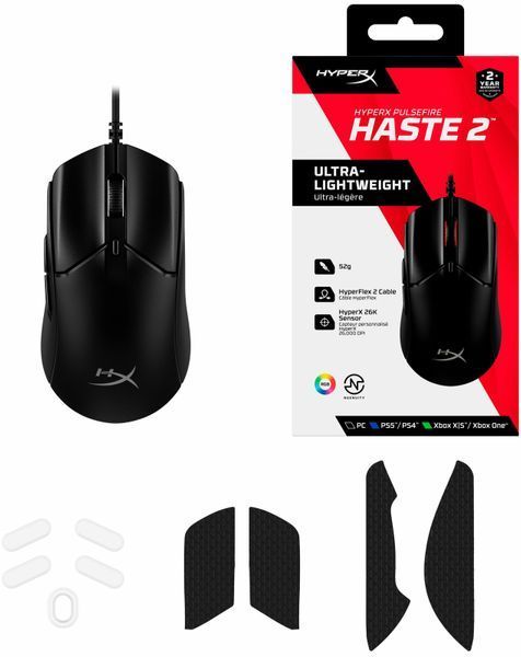 Миша HyperX Pulsefire Haste 2, RGB, USB-A, USB, чорний 6N0A7AA фото