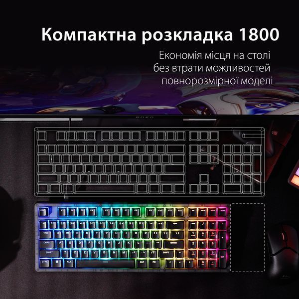 Клавіатура механічна HyperX Alloy Origins 2 1800 103key, Red, USB-A, Hot-Swap, EN/UA, RGB, чорний B4QS4AA фото