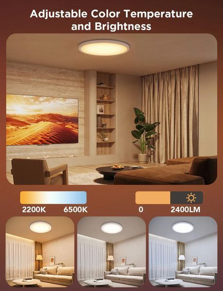 Потолочний світильник Govee 12" Smart Ceiling Light, RGBWW + RGBIC, WI-FI/Bluetooth, білий H80A1C01 фото