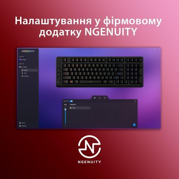 Клавіатура мембранна HyperX Alloy Origins EVE 1800 99key, Red, USB-A, EN/UA, RGB, чорний B7JE0AA фото
