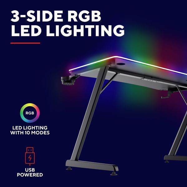 Стіл Trust GXT 710 Luminus Pro RGB, (120x60см), чорний 25419_TRUST фото