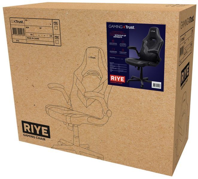 Крісло Trust GXT703 Riye, ПУ шкіра, Foldable Armrests, чорний 25128_TRUST фото