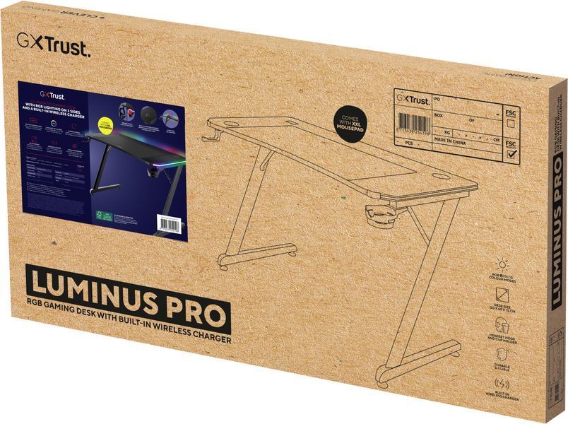 Стіл Trust GXT 710 Luminus Pro RGB, (120x60см), чорний 25419_TRUST фото