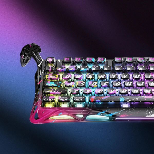 Клавіатура магнітна GravaStar Mercury V75 Pro 80keys, Magnetic Jade Gaming, 8K, USB-A, RGB, Neon Graffiti GSV75PRO_U_CG_BLK фото