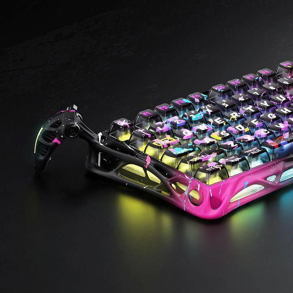 Клавіатура магнітна GravaStar Mercury V75 Pro 80keys, Magnetic Jade Gaming, 8K, USB-A, RGB, Neon Graffiti GSV75PRO_U_CG_BLK фото