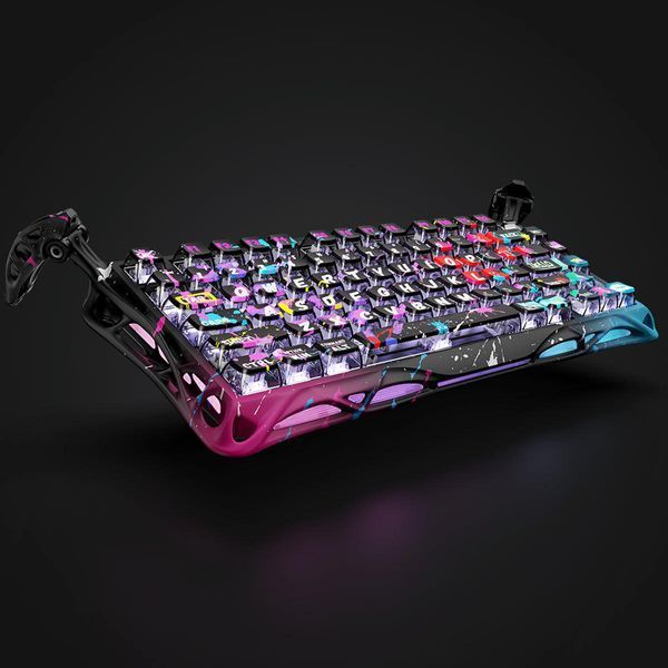 Клавіатура магнітна GravaStar Mercury V75 Pro 80keys, Magnetic Jade Gaming, 8K, USB-A, RGB, Neon Graffiti GSV75PRO_U_CG_BLK фото
