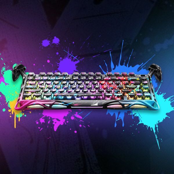 Клавіатура магнітна GravaStar Mercury V75 Pro 80keys, Magnetic Jade Gaming, 8K, USB-A, RGB, Neon Graffiti GSV75PRO_U_CG_BLK фото