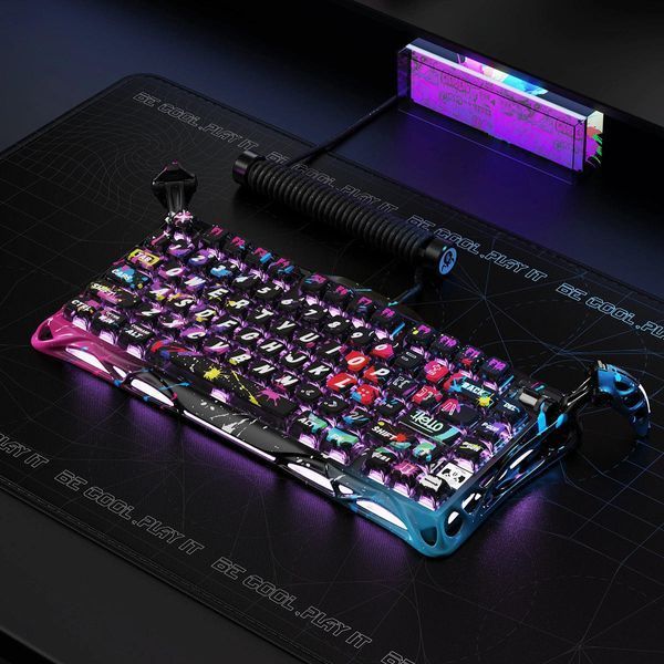 Клавіатура магнітна GravaStar Mercury V75 Pro 80keys, Magnetic Jade Gaming, 8K, USB-A, RGB, Neon Graffiti GSV75PRO_U_CG_BLK фото