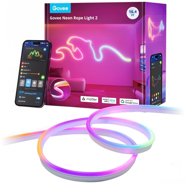 Стрічка світлодіодна розумна Govee H61D3 Neon Rope Light 2, 5м, RGBIC, WI-FI/Bluetooth, білий H61D5301 фото