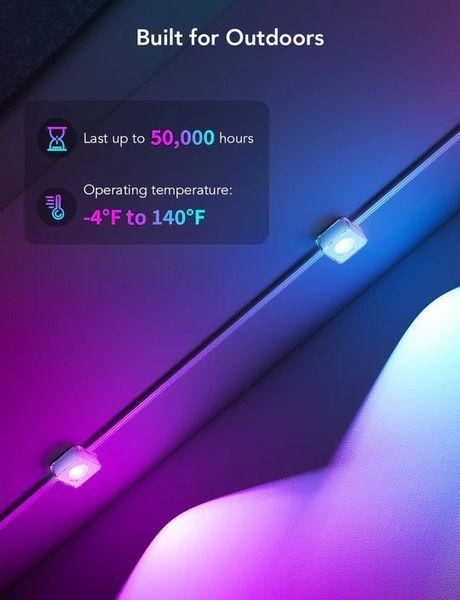 Гірлянда Smart LED Govee H705A Permanent Outdoor Lights, RGBIC, IP67, 30м, кабель прозорий H705A3D1 фото
