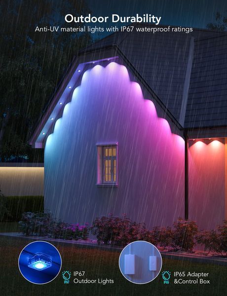 Гірлянда Smart LED Govee H705A Permanent Outdoor Lights, RGBIC, IP67, 30м, кабель прозорий H705A3D1 фото
