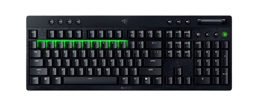 Клавіатура механічна Razer BlackWidow V4 Low-profile HyperSpeed, 104key, Green Switch, USB-A/WL/BT, EN, RGB, чорний RZ03-05270100-R3M1 фото