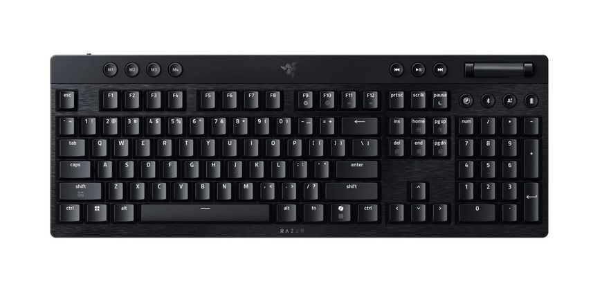 Клавіатура механічна Razer BlackWidow V4 Low-profile HyperSpeed, 104key, Green Switch, USB-A/WL/BT, EN, RGB, чорний RZ03-05270100-R3M1 фото