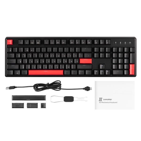 Клавіатура механічна Lemokey X3 104Key, Keychron Brown, USB-A, QMK/VIA, Hot-Swap, EN/UKR, RGB, чорний X3-H3-UA фото