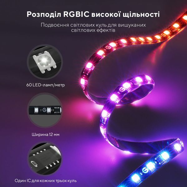 Набір адаптивного підсвічування Govee H605C Envisual TV Backlight T2 with Dual Cameras 55-65', RGBIC, WI-FI/Bluetooth, чорний H605C311 фото