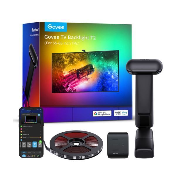 Набір адаптивного підсвічування Govee H605C Envisual TV Backlight T2 with Dual Cameras 55-65', RGBIC, WI-FI/Bluetooth, чорний H605C311 фото