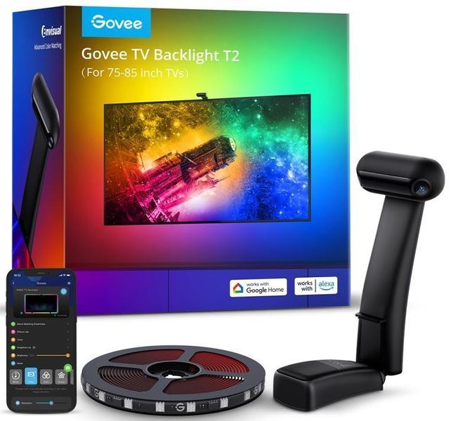 Набір адаптивного підсвічування Govee H605C Envisual TV Backlight T2 with Dual Cameras 55-65', RGBIC, WI-FI/Bluetooth, чорний H605C311 фото