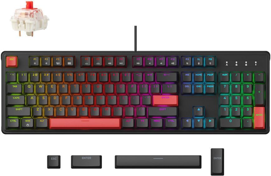 Клавіатура механічна Lemokey X3 104Key, Keychron Red, USB-A, QMK/VIA, Hot-Swap, EN/UKR, RGB, чорний X3-H1-UA фото