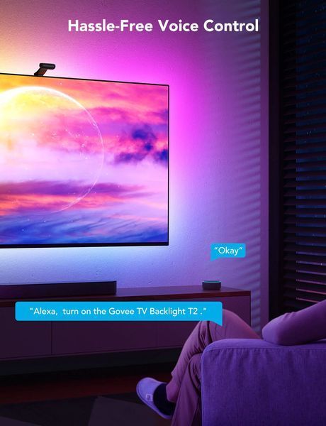 Набір адаптивного підсвічування Govee H605C Envisual TV Backlight T2 with Dual Cameras 75-85', RGBIC, WI-FI/Bluetooth, чорний H605C312 фото