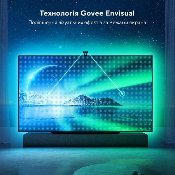 Набір адаптивного підсвічування Govee H605C Envisual TV Backlight T2 with Dual Cameras 75-85', RGBIC, WI-FI/Bluetooth, чорний H605C312 фото